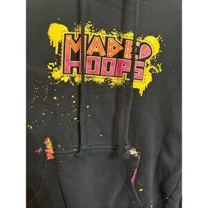 Made Hoops Men's Splatter Paint Logo Pullover Hoodie Sweatshirt Black Small